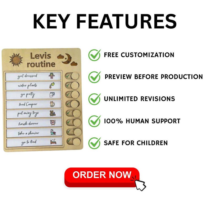 Personalized Daily Routine Board, Wooden Toddler Routine Chart, Chore ...