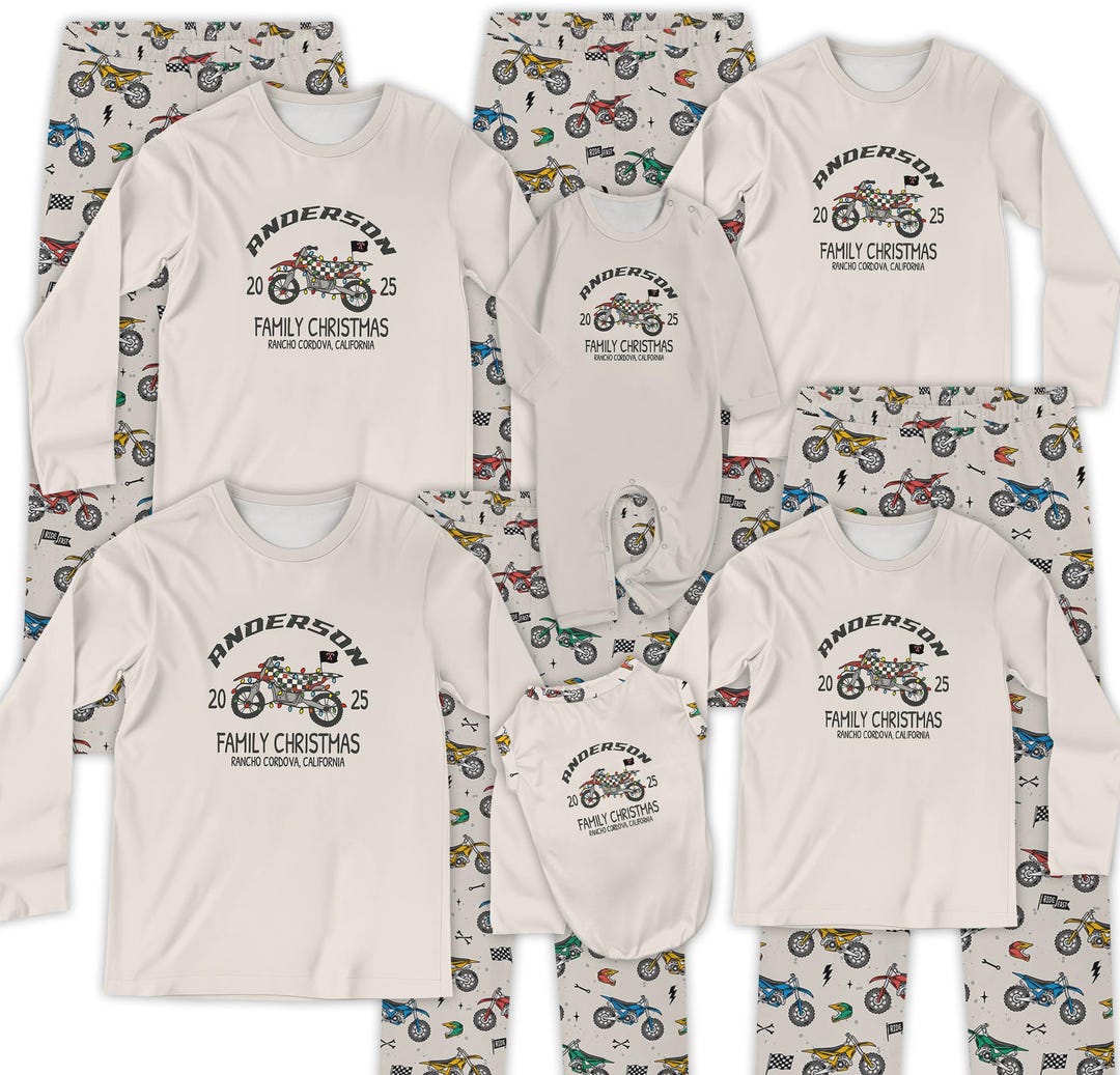 Custom Motorcycle Family Christmas Pajamas With Pockets, Unique Gift ...