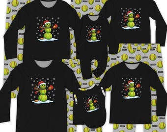 ポケット付きソフトボールファミリークリスマスパジャマ - ソフトボールファンのためのパーソナライズされたお揃いのホリデーパジャマ、ソフトボール愛好家へのギフト、面白いパジャマ