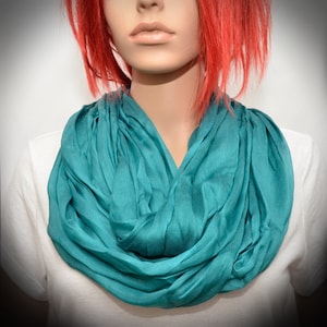 Turquoise Silk scarf - Infinity scarf