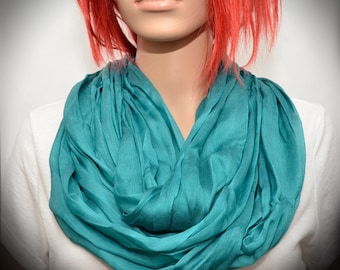 Turquoise Silk scarf - Infinity scarf
