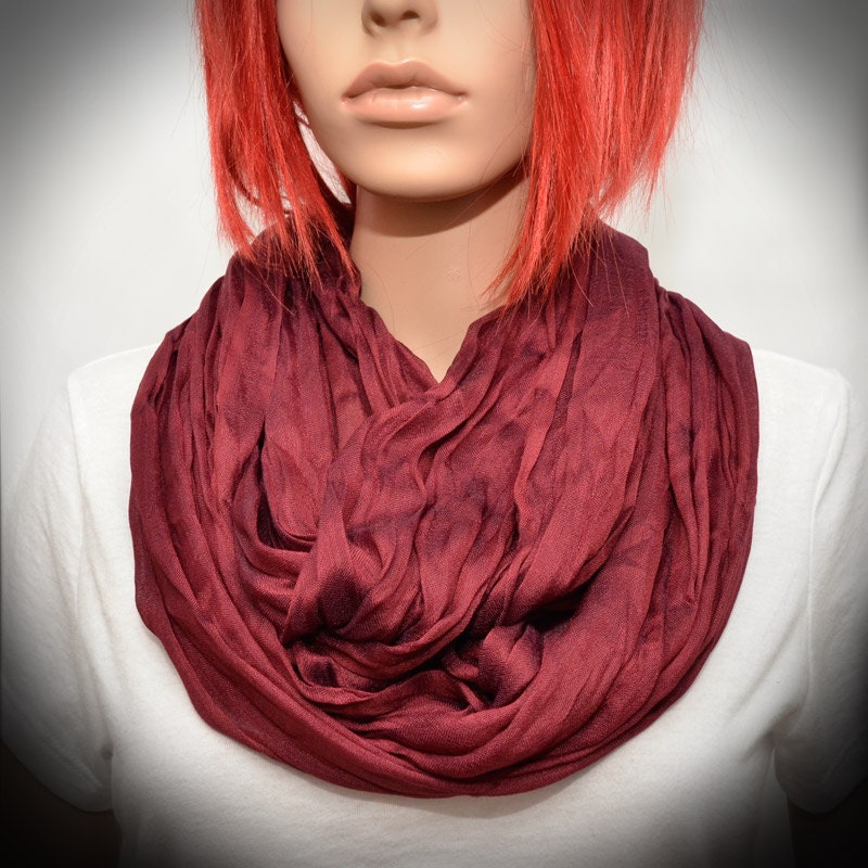 Bordo Burgundy Red Silk scarf - Infinity scarf