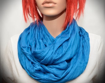 Blue Silk scarf - Infinity scarf