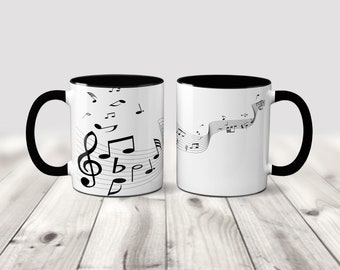 Music notes mug, Music Coffee Mug, Sheet music mug, Musician mug, Music teacher gift