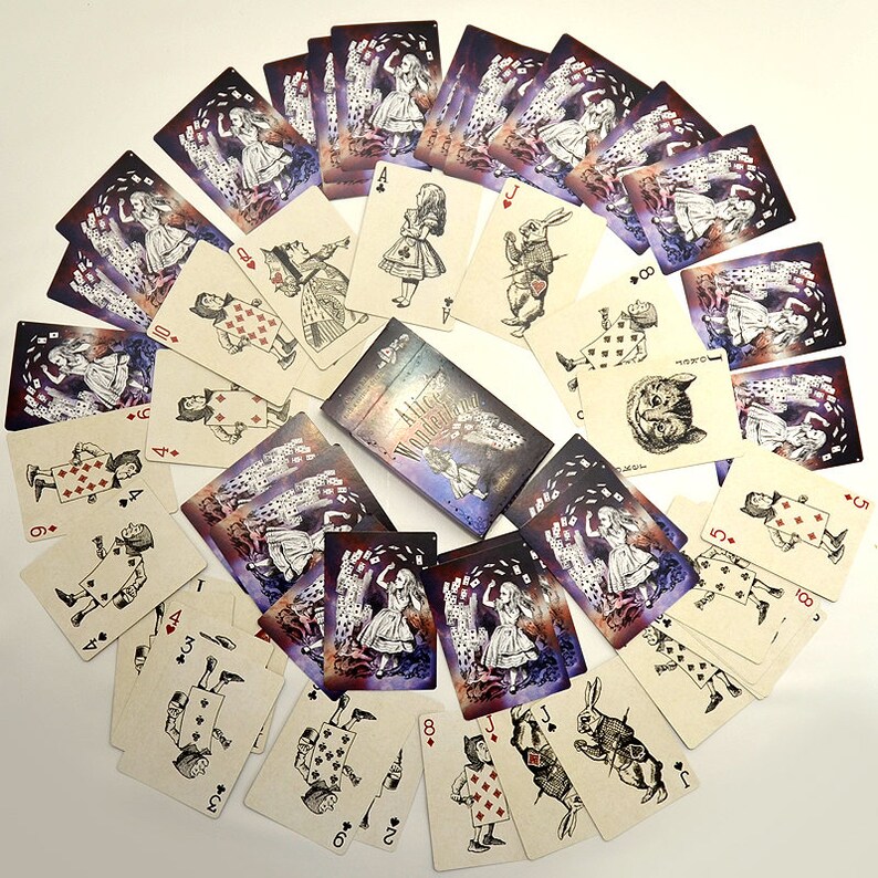 Alice au pays des merveilles cartes à jouer, pleine de 54 cartes format poker Etsy France