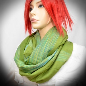 Green Infinity scarf - loop cowl scarf