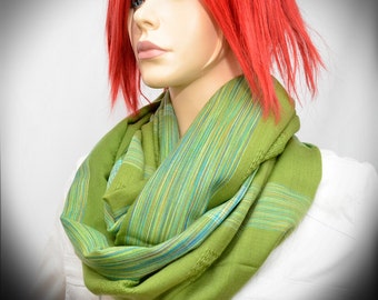 Green Infinity scarf - loop cowl scarf