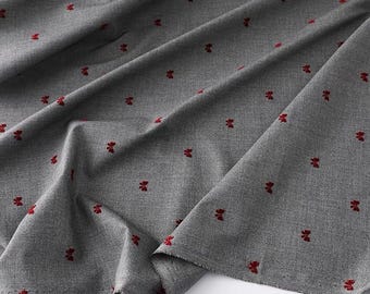 Grauer und Weinroter 3D Schleifen Flockstoff für Anzüge, Faltenröcke und Bekleidung