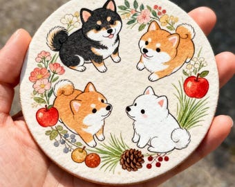 Shiba Inu Keramik Untersetzer (10 cm) – Hundeliebhaber Wohndekor