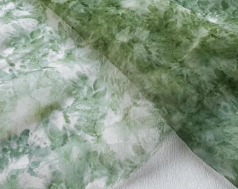 Tela de organza semitransparente con estampado floral verde oscuro, tejido de malla ultrafino para faldas de primavera, verano y otoño, tela de diseñador de moda creativa.