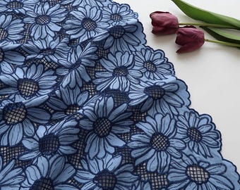 Bestickte Sonnenblume Baumwollstoff - Kleiderstoff für Damenbekleidung