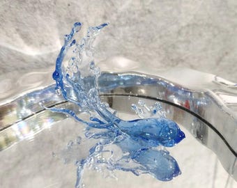 Handgefertigtes Glasdekoratives Stück, Fisch, Ozean, Blau, Wasser