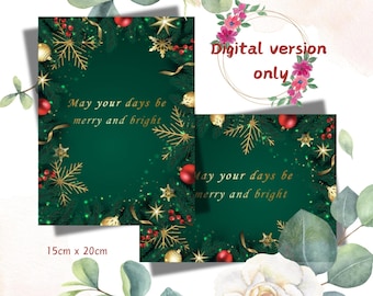 Druckbare Weihnachtskarten im Hoch- und Querformat (Digitaler Download)