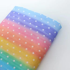 Gradient rainbow polka dot and striped pure cotton fabric, colorful cotton fabric for tops, dresses, children’s wear, doll clothes, bedding