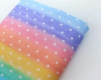 Farbverlauf regenbogen gepunktet und gestreift aus reiner Baumwolle, Baumwollstoff für Tops, Kleider, Kinderbekleidung, Puppenkleidung, Bettwäsche