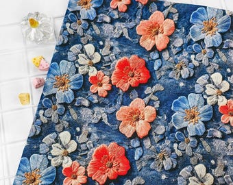 Stoffblumen in Blau, 100% Baumwolle, zur Herstellung von Tragetaschen, Kissenbezügen, Sofabezügen, Tischdecken