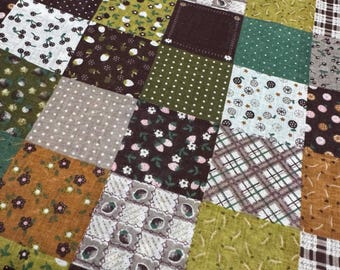 Leinen-Baumwoll-Patchwork kleine Blumen bedruckt strukturierte Shirting Kleiderstoff DIY