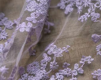 Lila Spitze besticktes Mesh-Gewebe - Hochzeitskleider, Kleidung, Puppenkleidung, DIY-Handwerk