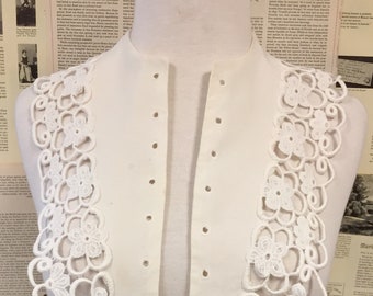 Edwardian Lace Dickie Insert For Jacket or Blouse Pure Cotton With Lace Up Front Vintage 1940s