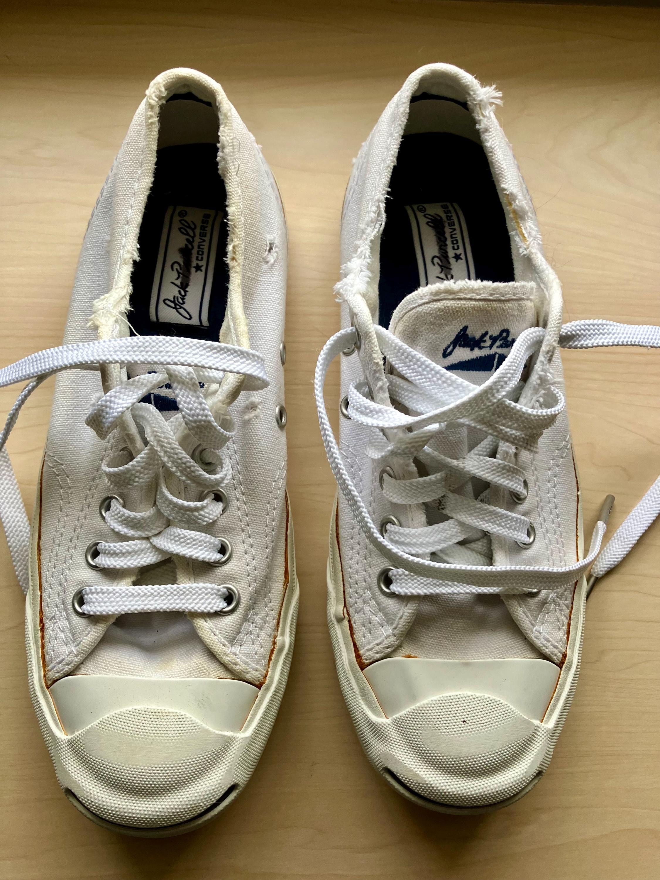 Converse Jack Purcell Classic Tennis Shoes in White Canvas Converse Jack Purcell Classic Tennis Shoes in White Canvas