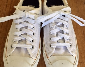 Converse Jack Purcell Classic Tennis Shoes In White Canvas Women’s Size 6.5 Vintage JCREW 1990s
