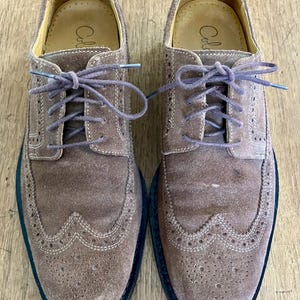 Cole Haan Women\'s Light Blue Suede Wingtip Oxfords with Pink Laces Size 7.5B COLE HAAN Women Shoes 7.5B Alisa Wingtip Oxfords Taupe  main image 4