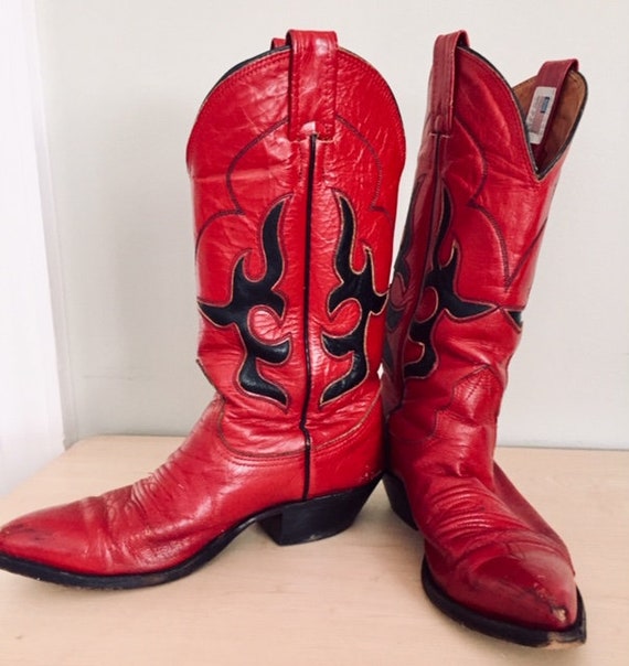 red and white cowboy boots