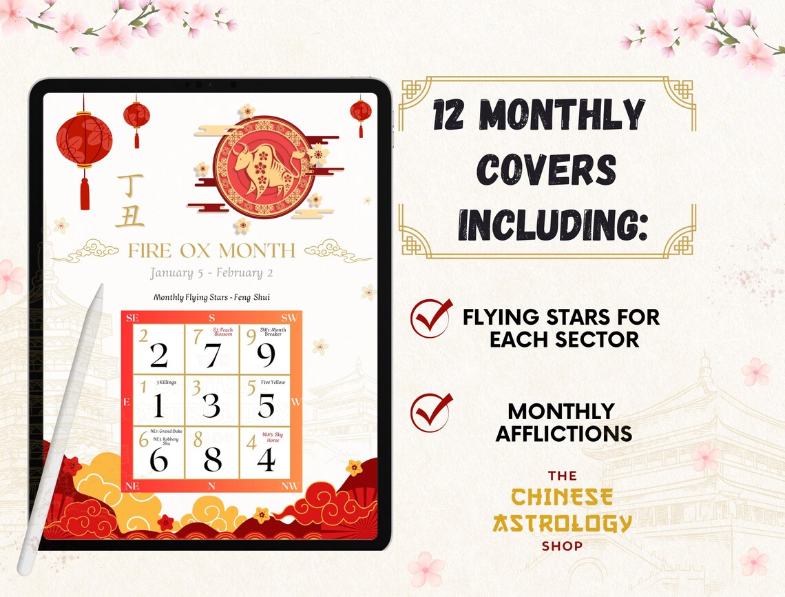 Printable Tong Shu 2025 Chinese Astrology Calendar Feng Shui Flying