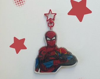 Llavero de Spider-Man: Charm con purpurina de doble cara