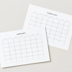 Minimalist Printable 2025 Monthly Calendar, Digital Planner 2025, Calendar 2025 Template, 12 Month Calendar, Instand Download