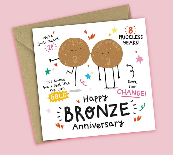 Funny 8th Anniversary Card - Bronze Anniversary - Etsy