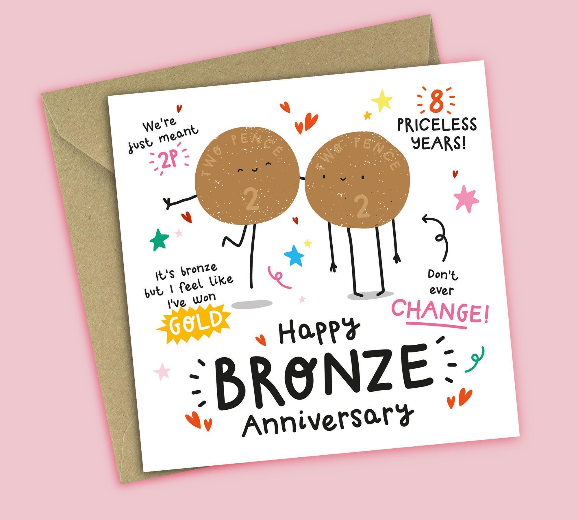 Funny 8th Anniversary Card - Bronze Anniversary - Etsy