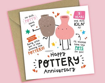 Funny 9th Anniversary Card - Pottery Anniversary