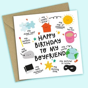 Boyfriend Birthday Card: Romantic - My Rock - Partner In Crime - Twisted Haggis image 1
