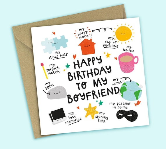 Boyfriend Birthday Card: Romantic - My Rock - Partner In Crime - Twisted Haggis