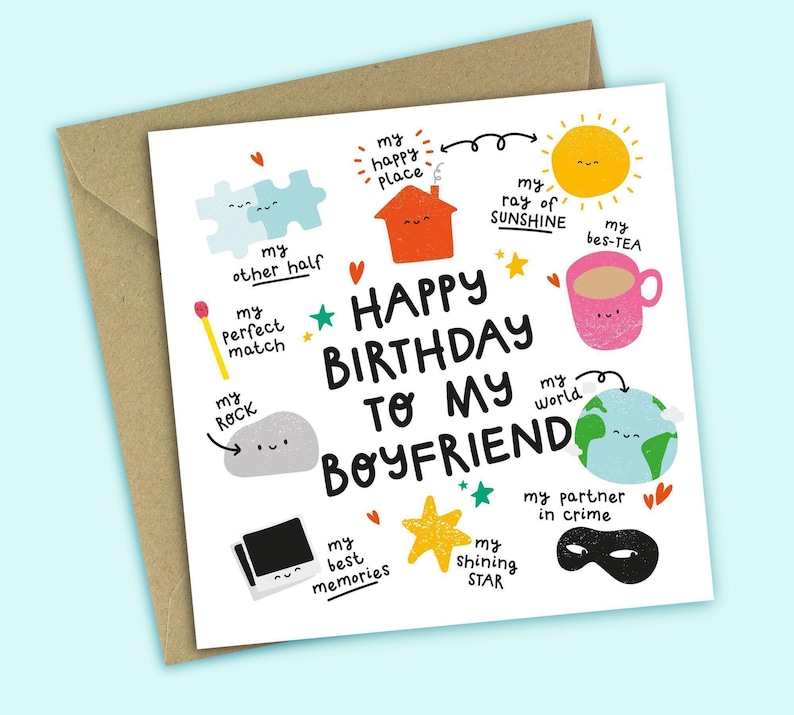 Boyfriend Birthday Card: Romantic - My Rock - Partner In Crime - Twisted Haggis image 1