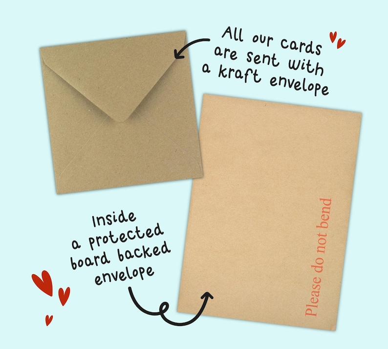 The image is a collage of two images, one showing an empty brown envelope and the other showing a brown envelope with a note about the contents.