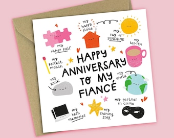 Fiancé Anniversary Card: Romantic Partner In Crime Design