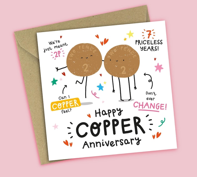 Funny 7th Anniversary Card - Copper Anniversary Bild 1