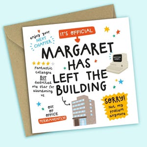 Personalised Retirement Card - Left The Building - Funny Card For Colleague image 1