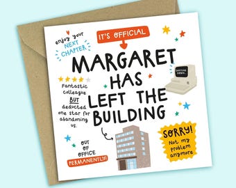 Personalised Retirement Card - Left The Building - Funny Card For Colleague