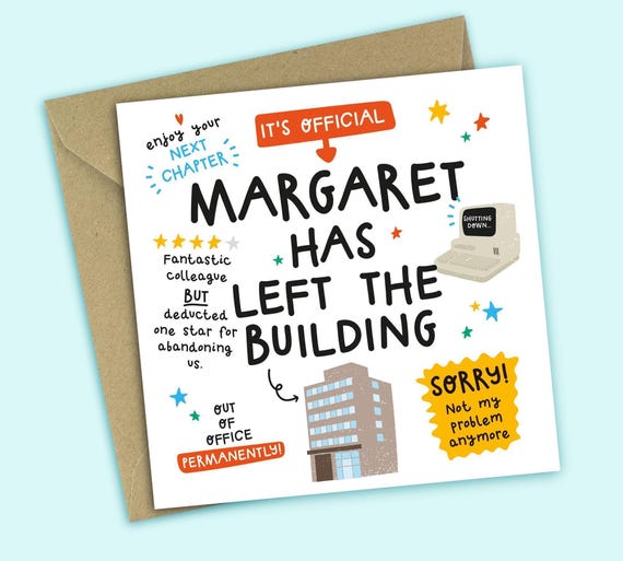 Personalised Retirement Card - Left The Building - Funny Card For Colleague
