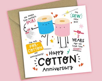 Funny 2nd Anniversary Card - Happy Cotton Anniversary