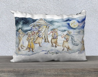 Otter Musicians Watercolor  Cushion Cover