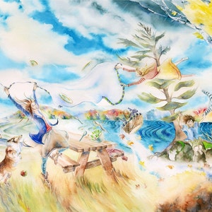 Whimsical Autumn Picnic Art Paque