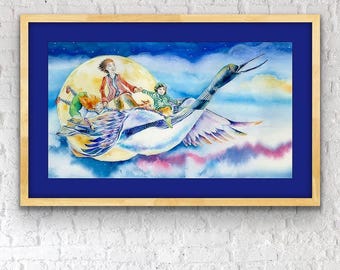 Reproducción giclée caprichosa de un colimbo mágico