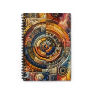 Abstract Mayan Circle Spiral Notebook - Ruled Line, Colorful Abstract Journal, Unique Gift for Artists, Creative Writing, School Supplies