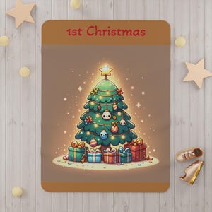 First Christmas Toddler Blanket, Baby Holiday Gift, Personalized Nursery Decor, Soft Cozy Blanket, Infant Baby Shower Gift