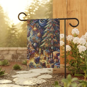 Boho Christmas Garden Banner: Poly Poplin Holiday Flag
