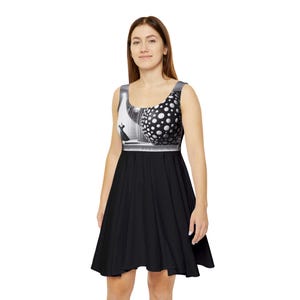 Chic Skater Dress: Asymmetrical Party Dress, Vibrant AOP Design
